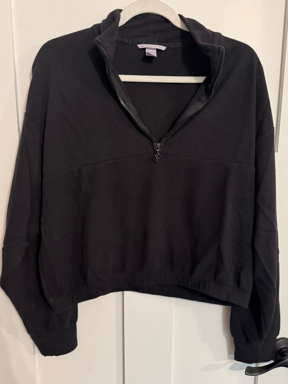 Victoria's Secret Black Waffle Knit Pullover Top